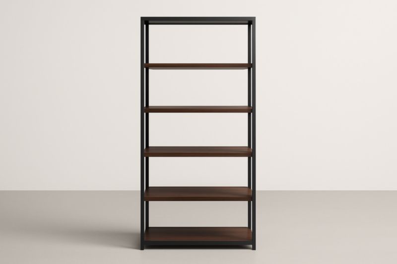 Étagère en métal et bois 5 niveaux noir et brun-Rivellawood