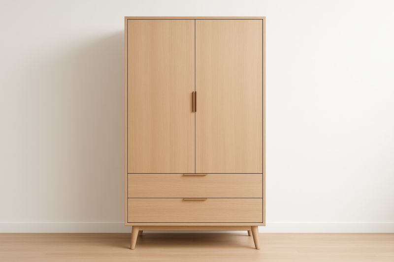 Armoire en Bois d'Ingénierie avec Portes et Tiroirs Chêne Clair-Rivellawood