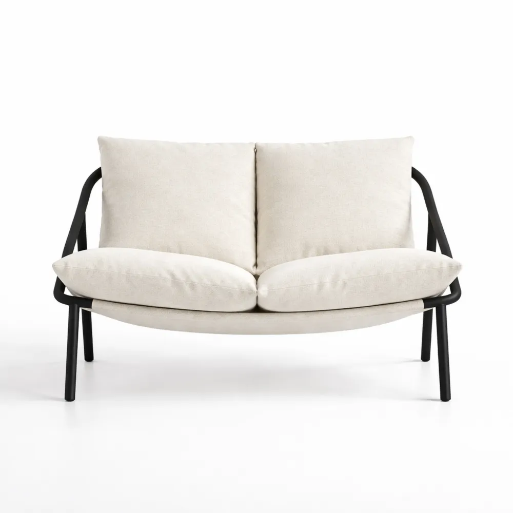 Fauteuil en Métal avec Coussins Confortables-Nestdecorco