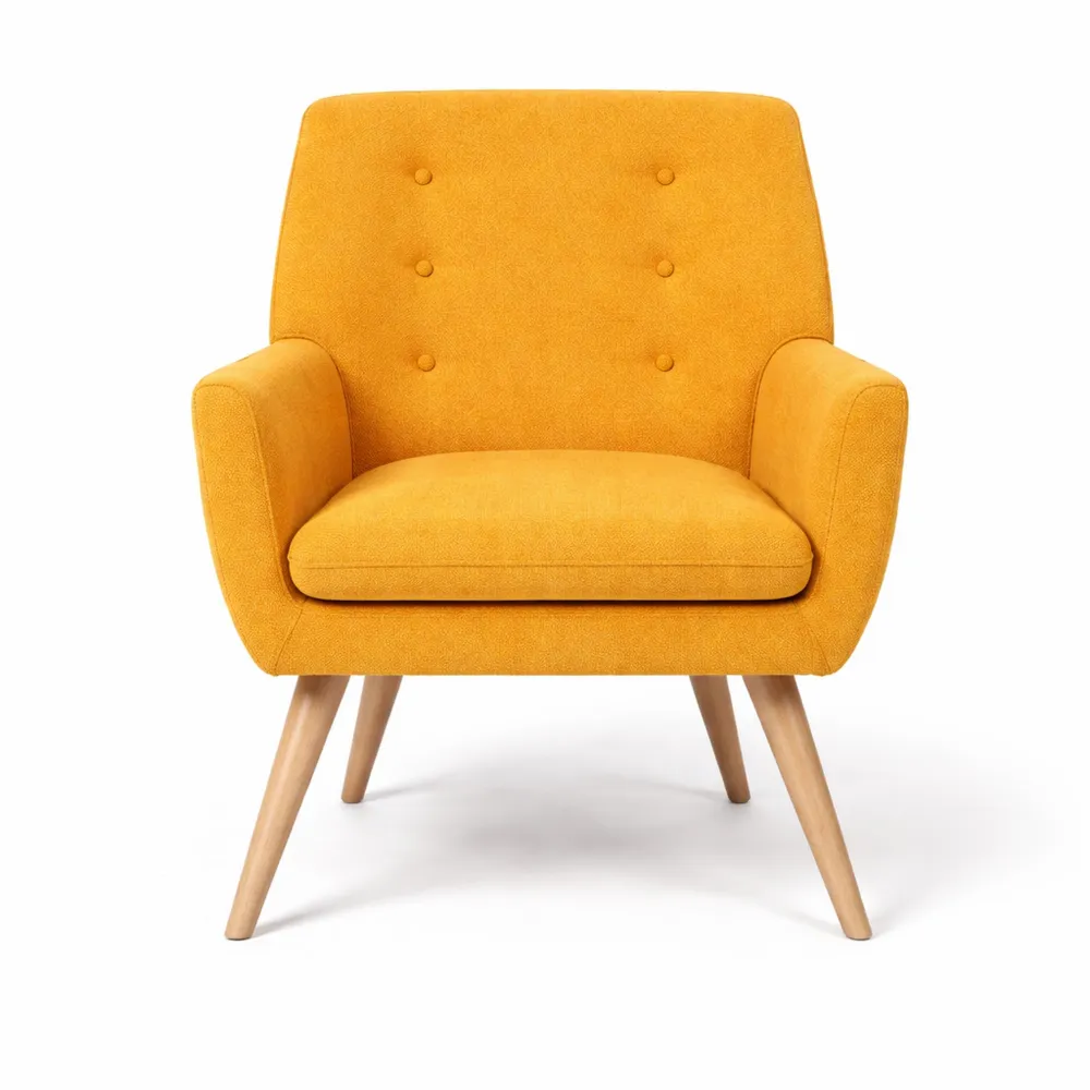 Fauteuil Scandinave en Tissu Jaune Moutarde-Nestdecorco