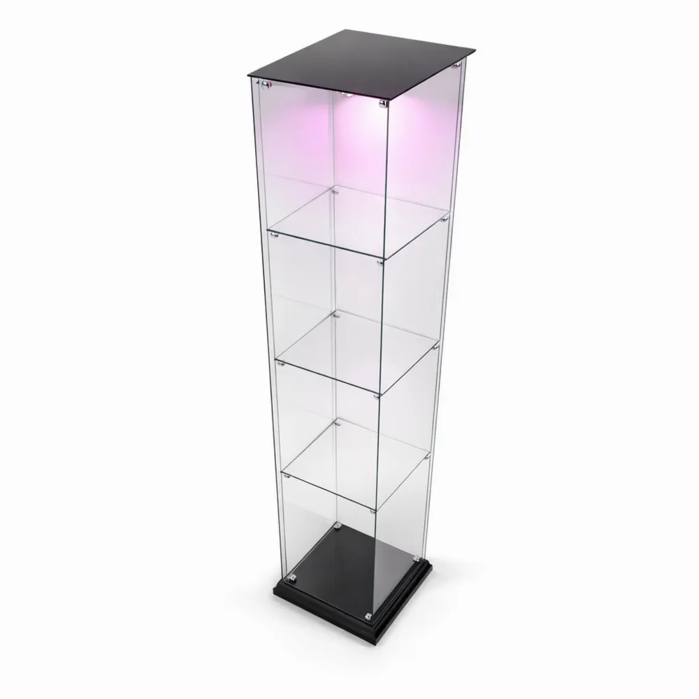 Armoire vitrée avec étagères et éclairage LED, pour salon ou bureau-Nestdecorco