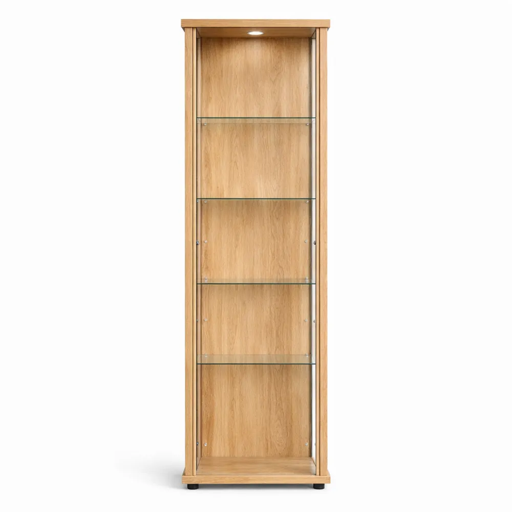 Vitrine en verre avec étagères réglables et éclairage LED-Nestdecorco