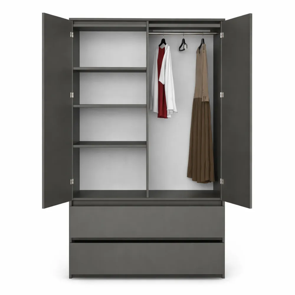 Penderie Moderne à 2 Portes avec Tiroirs et Étagères-Nestdecorco