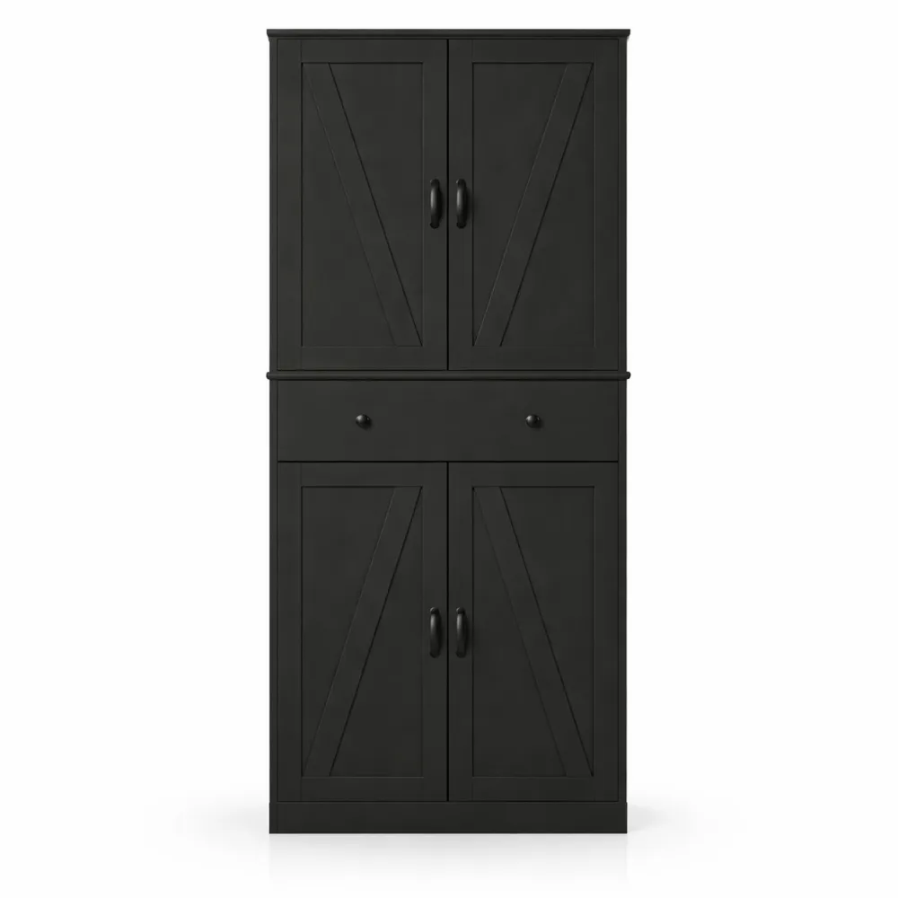 Grande armoire noire avec tiroir et étagères réglables-Nestdecorco