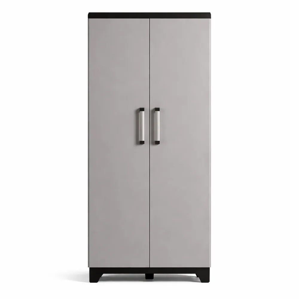 Armoire de stockage à étagères ajustables, noir et gris-Nestdecorco
