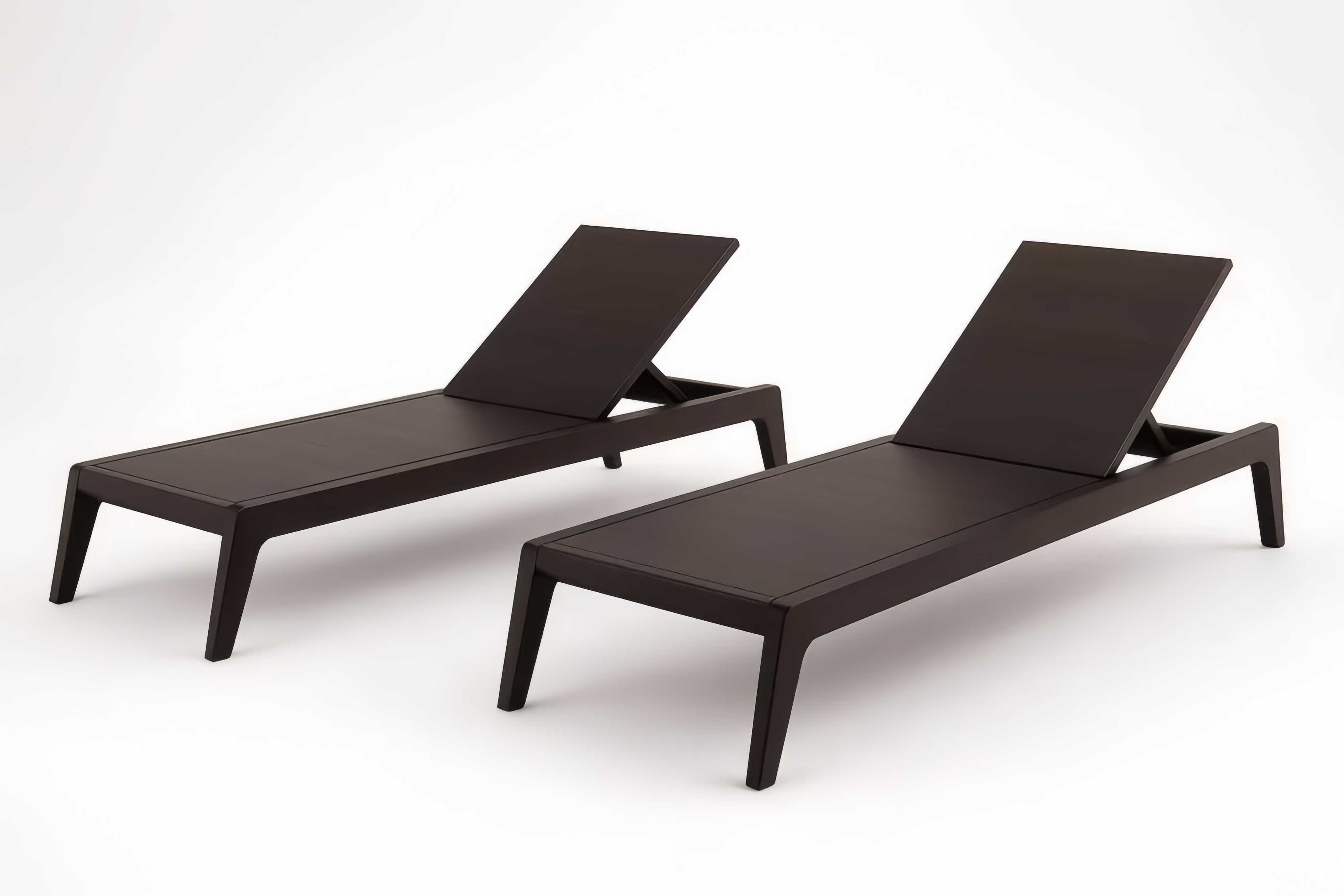 Set de 2 chaises longues en bois massif marron noir 200cm x 70cm x 35cm