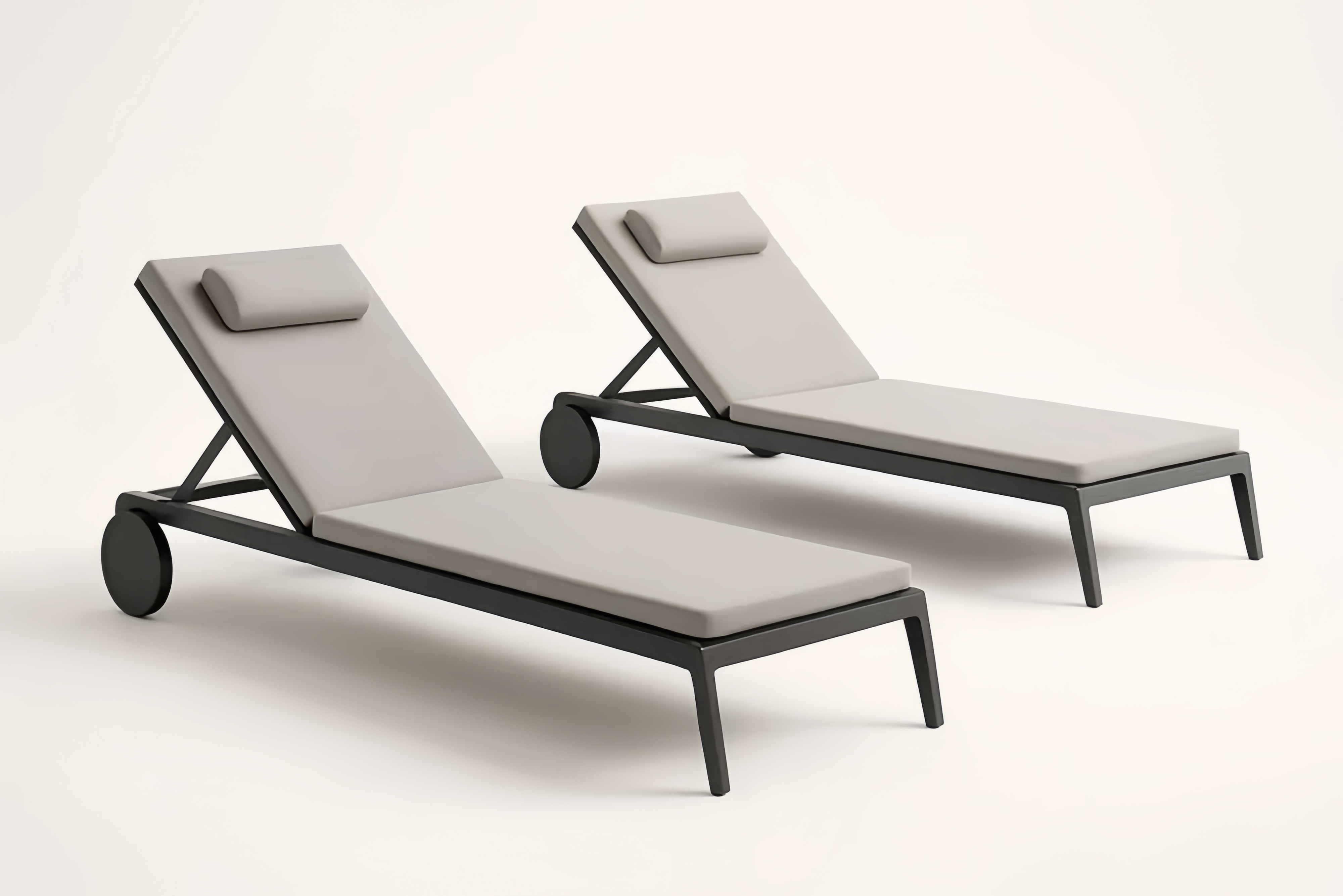 Chaises Longues Réglables Lot de 2 en Aluminium et Textile