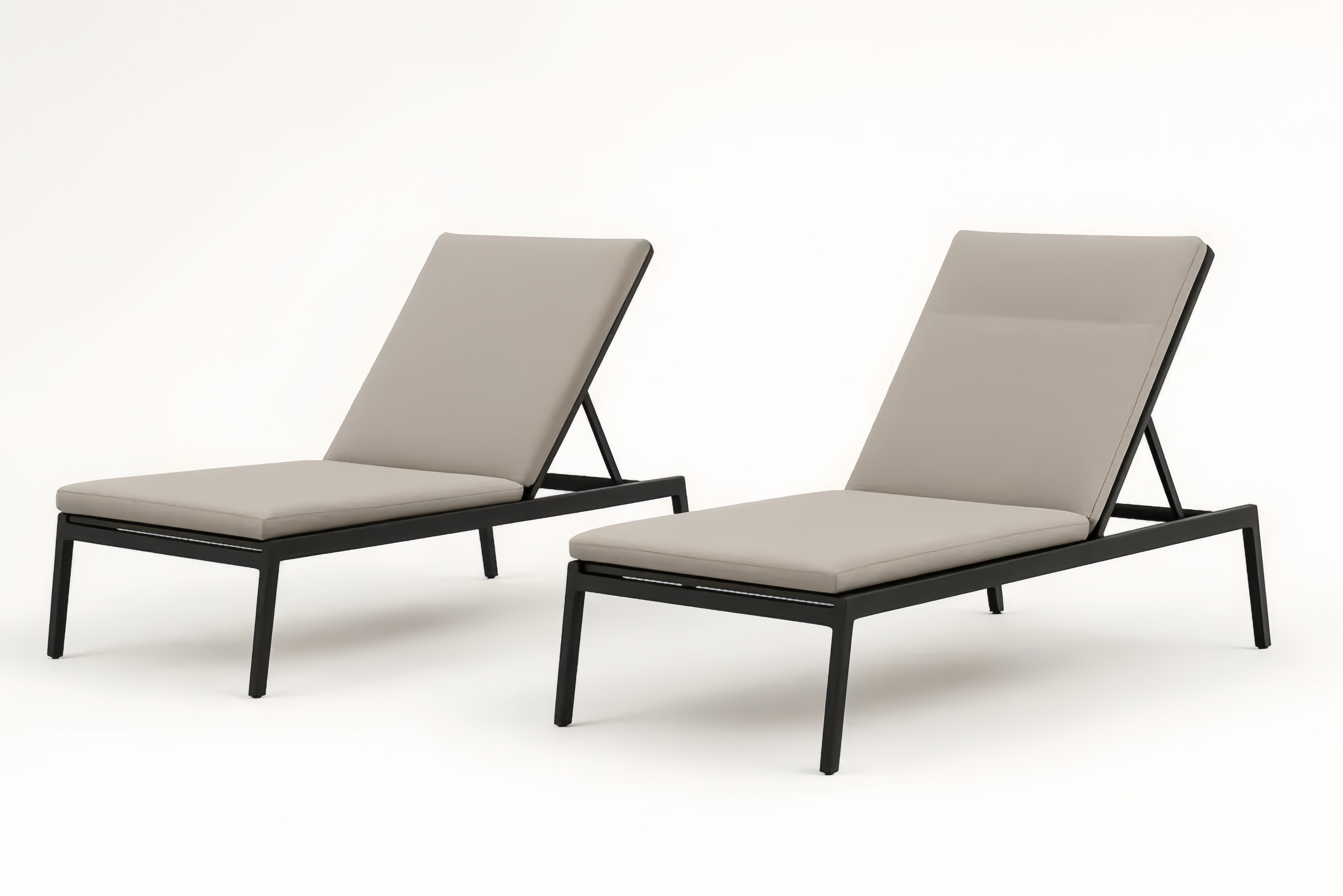 Lot de 2 chaises longues extérieures ajustables en métal et tissu Gris