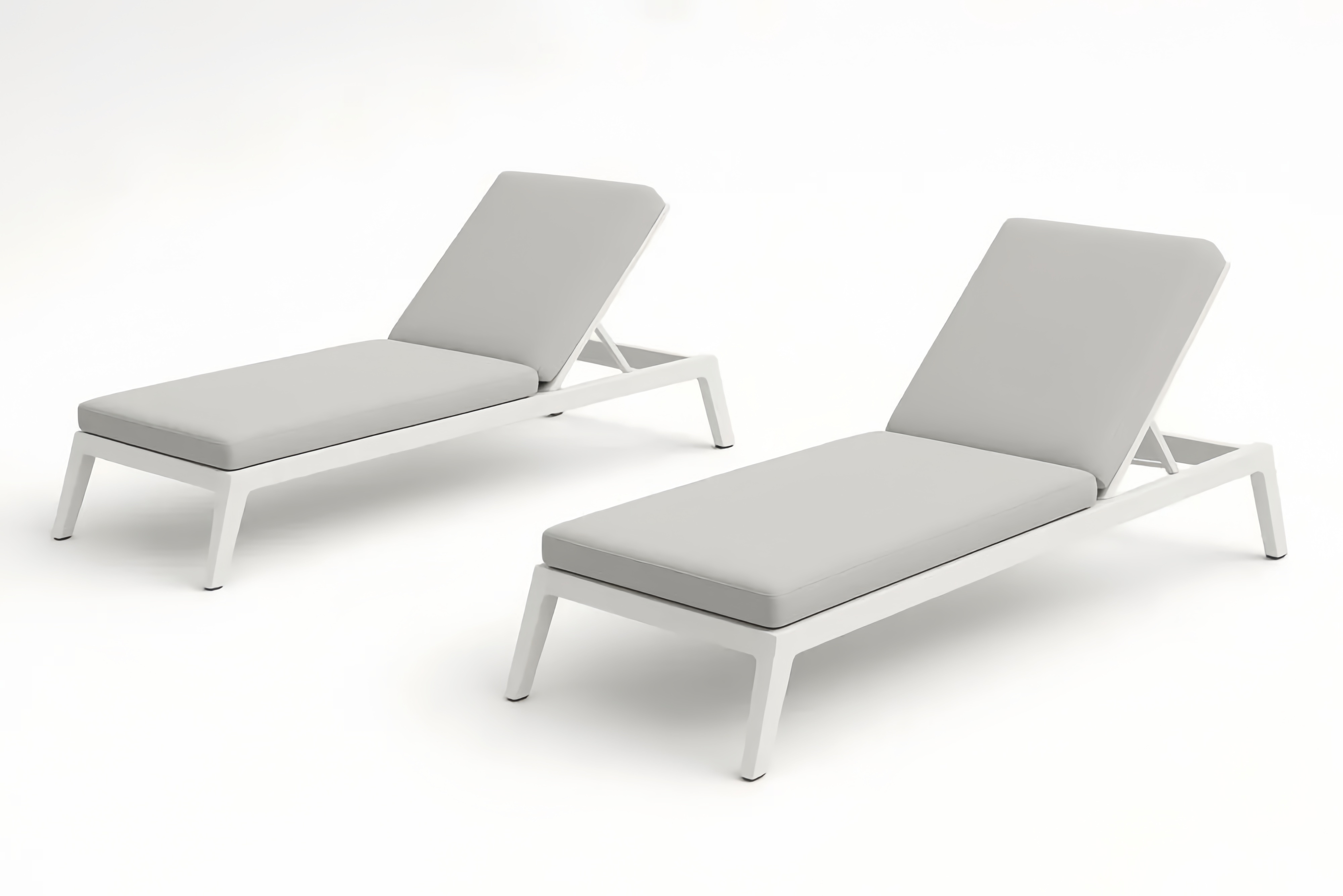 Bains de soleil en aluminium et polyester gris, lot de 2