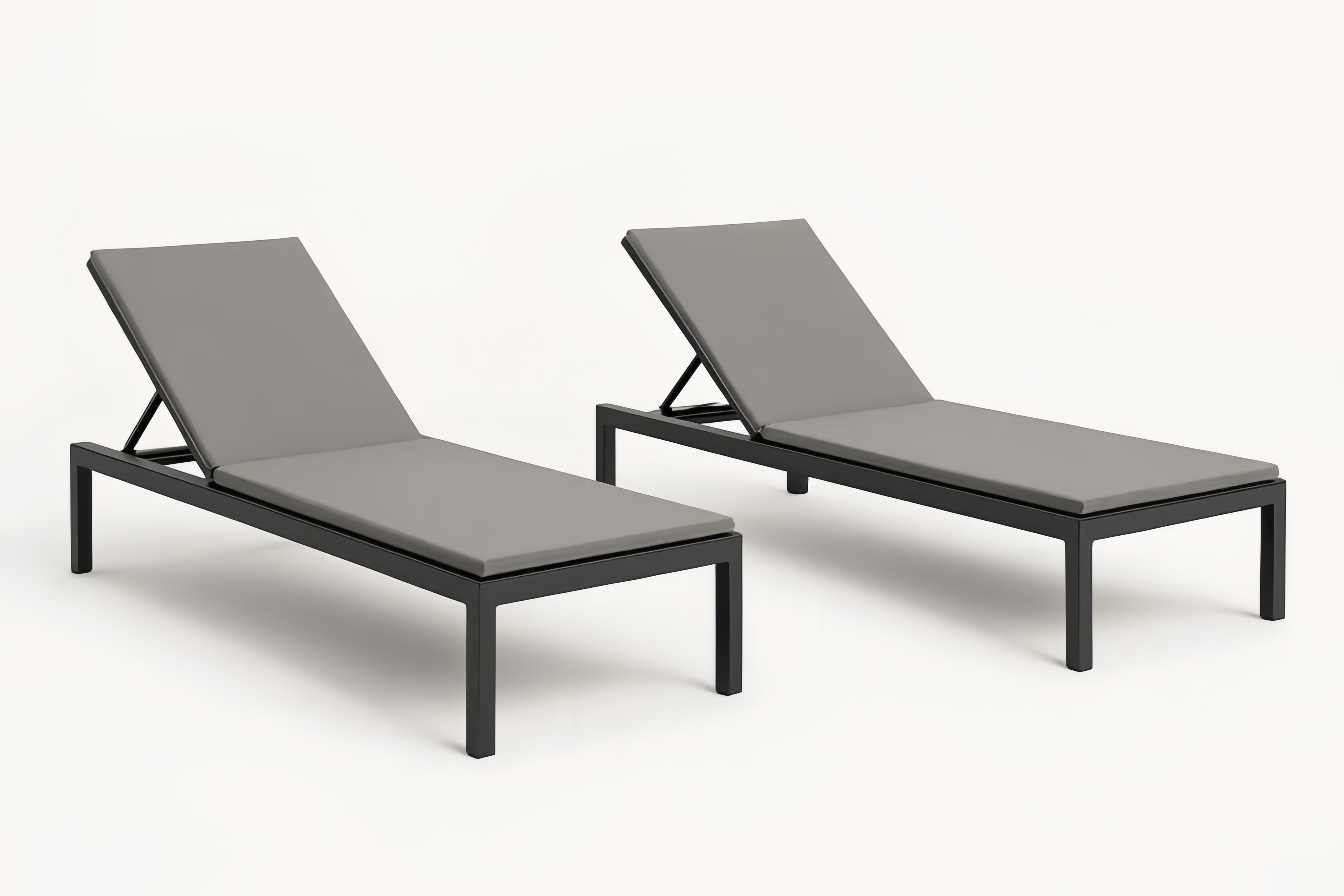 Chaise Longue Réglable Lot de 2 Aluminium et Tissu Gris