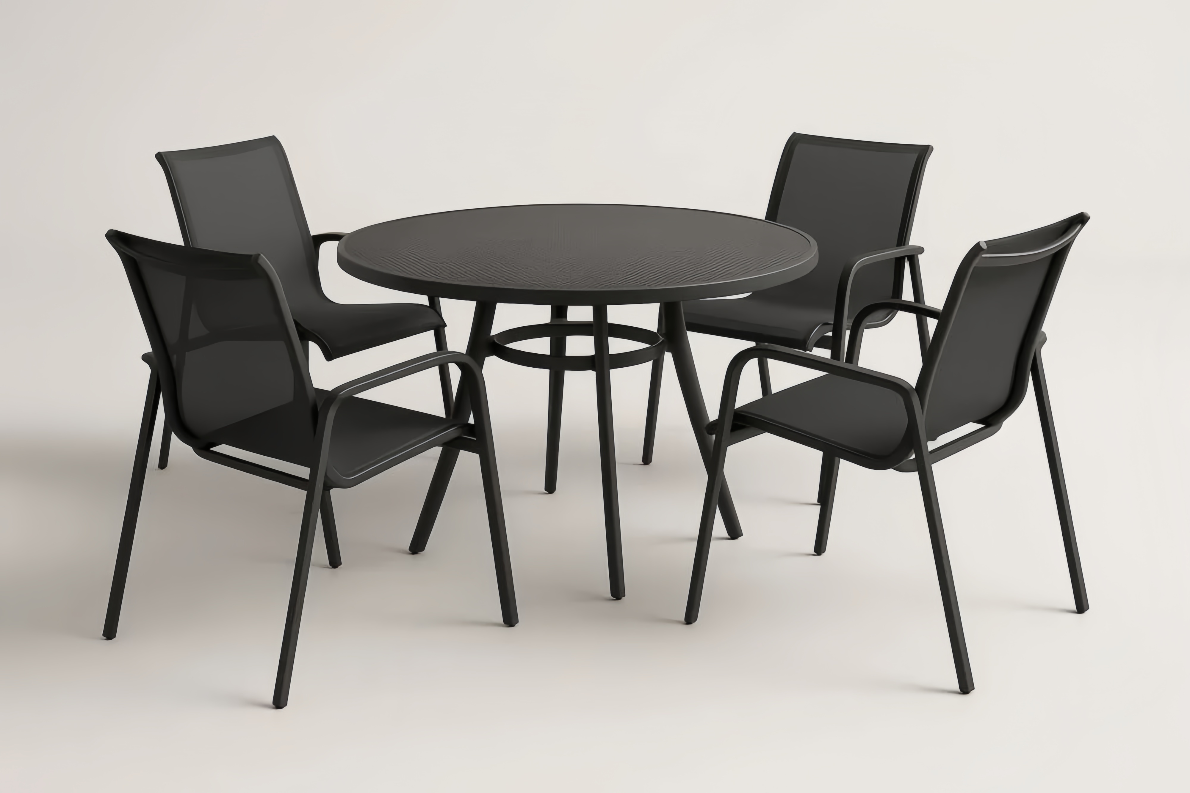 Ensemble de salle à manger de jardin en acier noir