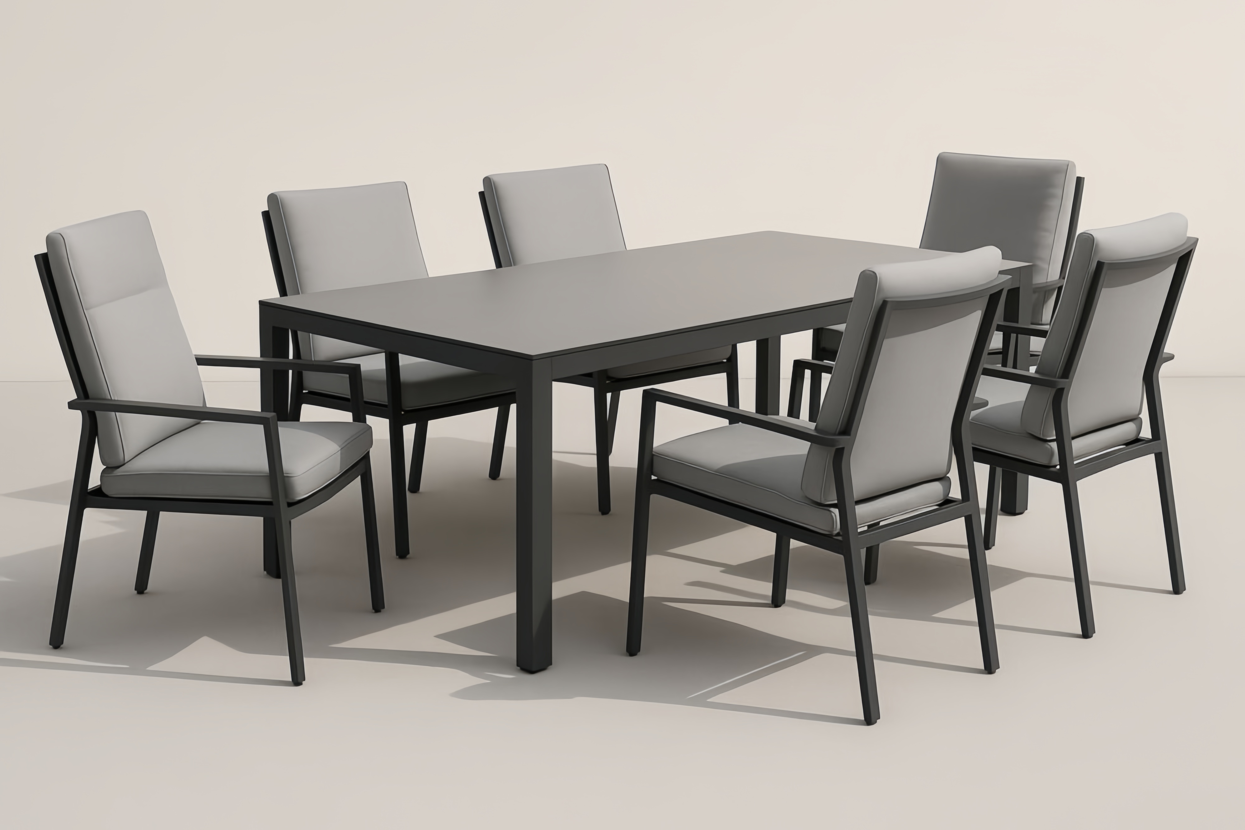 Ensemble de table rectangulaire et 6 chaises en aluminium gris ensemble de table et chaises de jardin