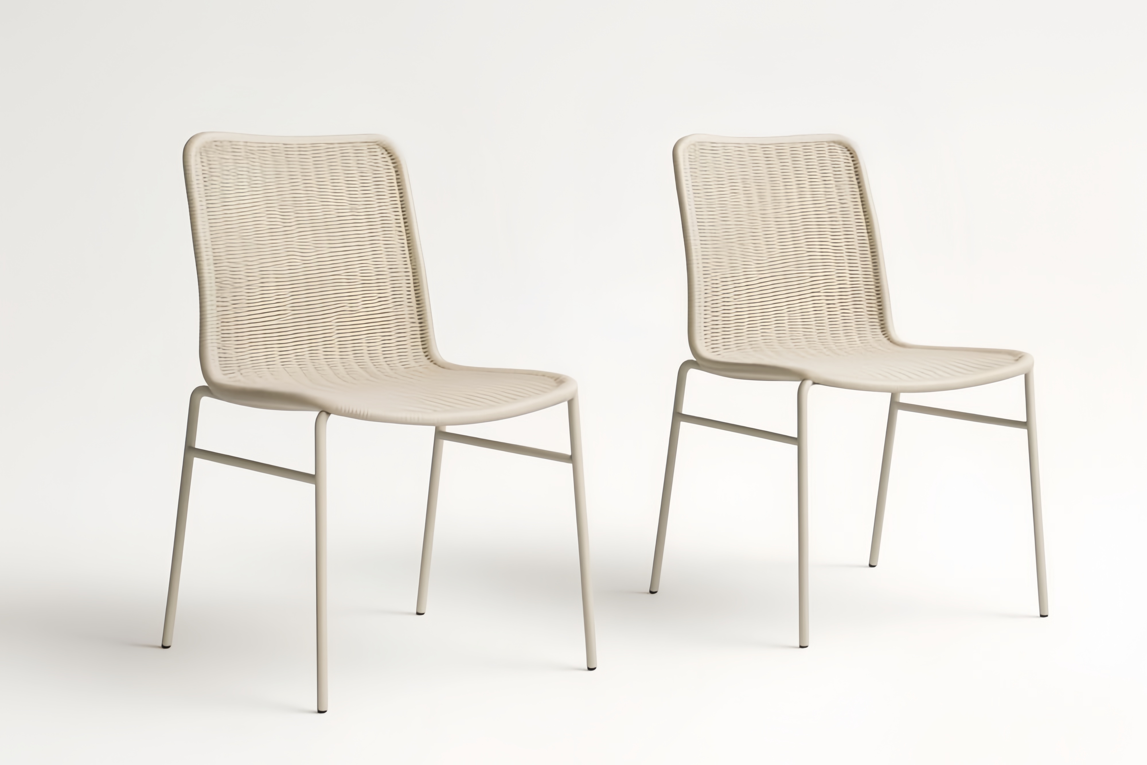Lot de 2 chaises en résine beige avec structure en acier 45x42x84 cm