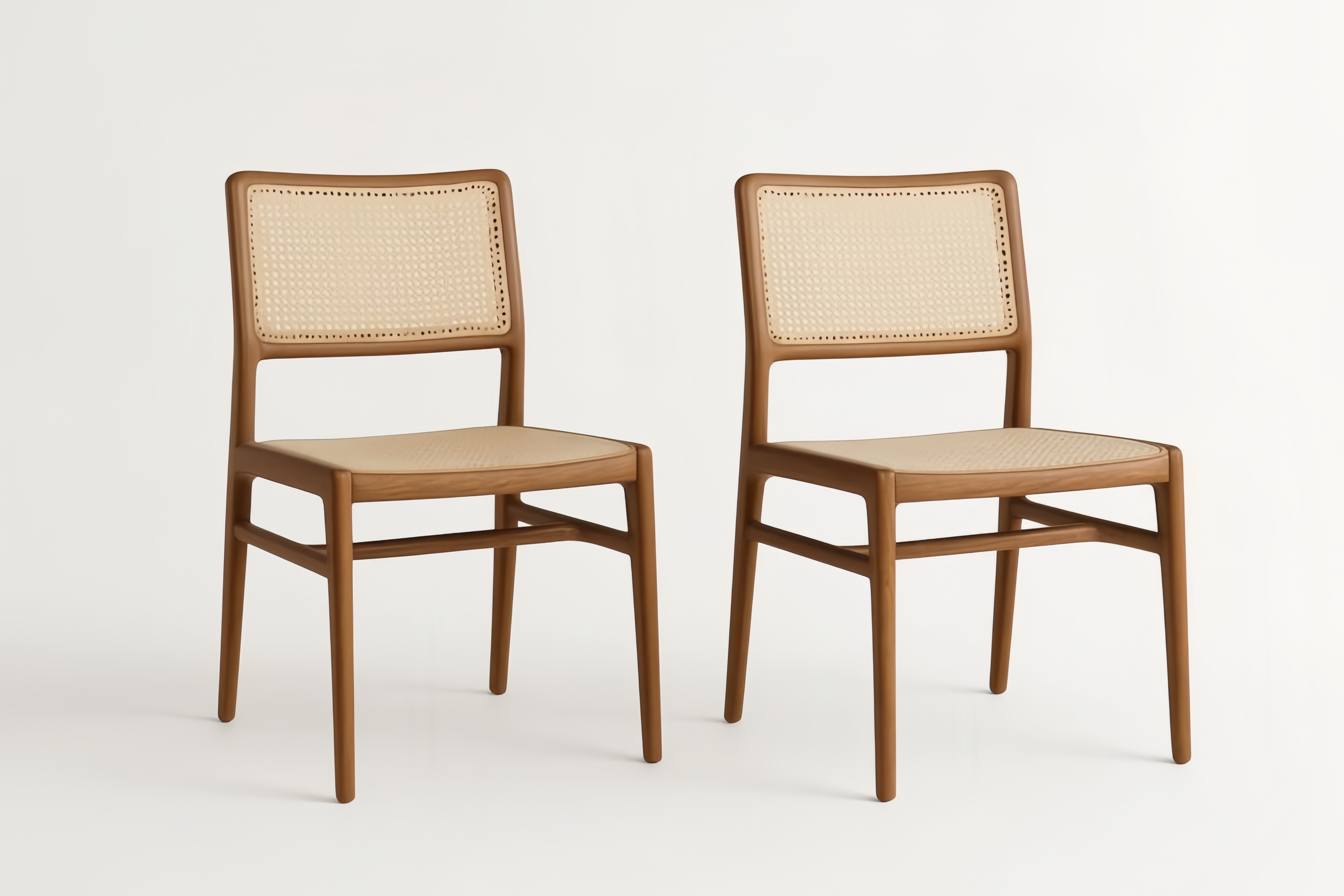 Chaises en bois avec assise et dossier en rotin tressé lot de 2