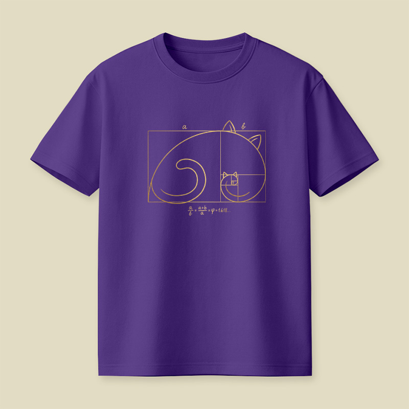 Golden Ratio Cat Geometry Playful T-Shirt