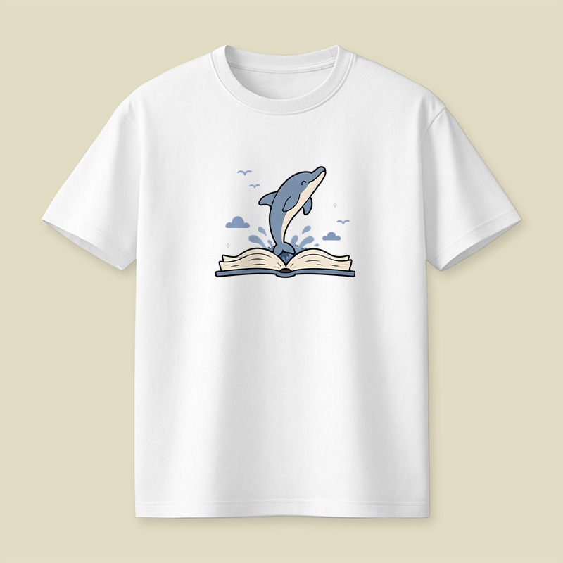 Dolphin Jumping Out Of Book Playful T-Shirt