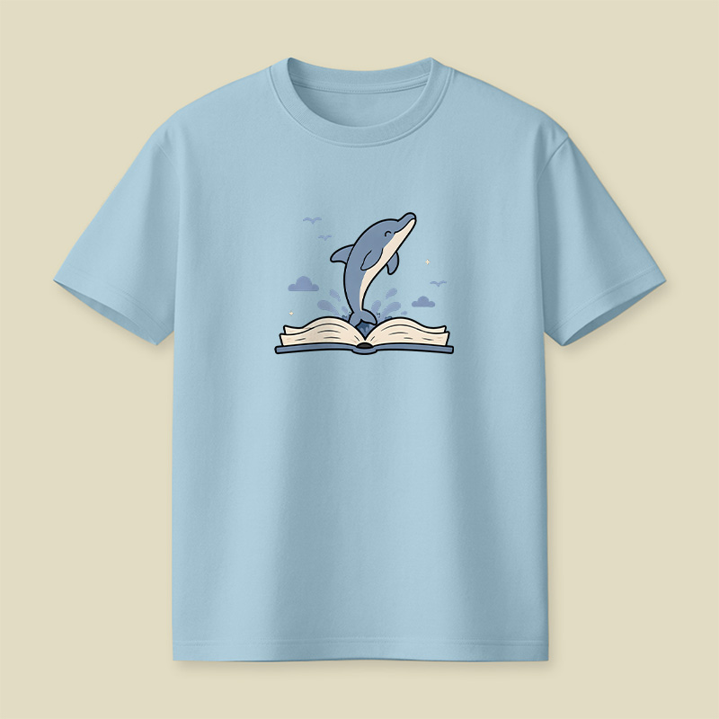 Dolphin Jumping Out Of Book Playful T-Shirt