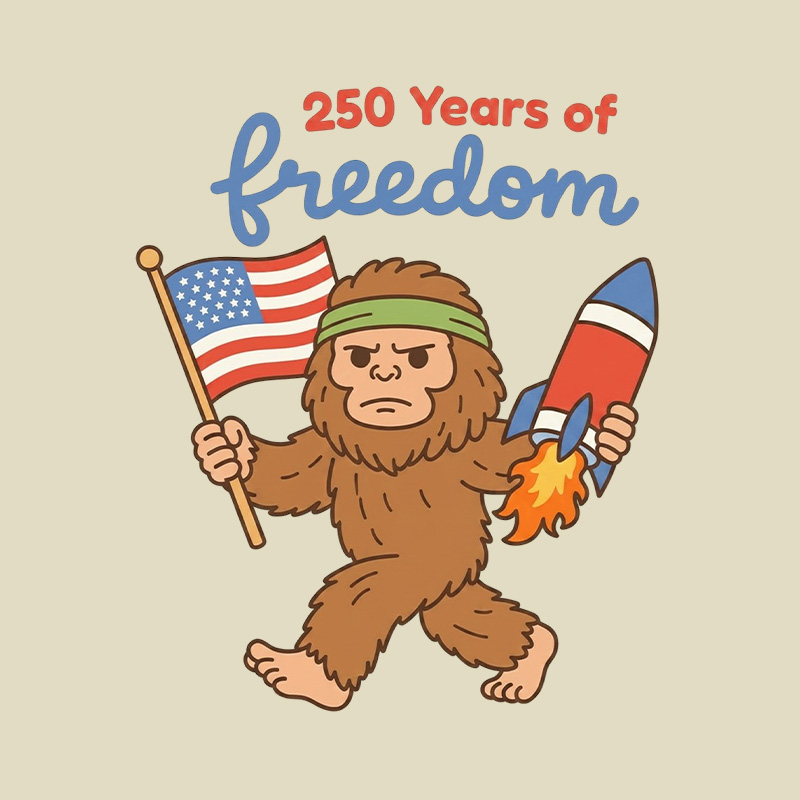 250 Years Of Freedom Bigfoot Playful T-Shirt