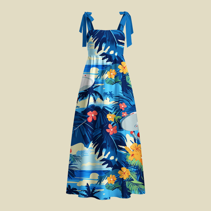 Scifi Spacecraft Hawaii Playful Maxi Dress