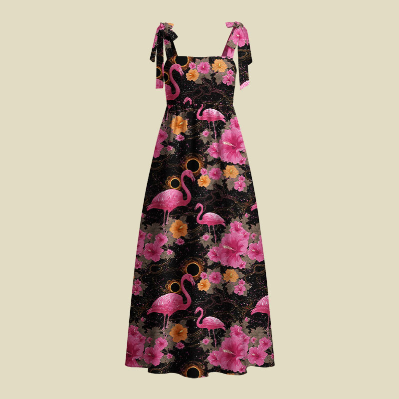 Cosmic Flamingo Playful Maxi Dress