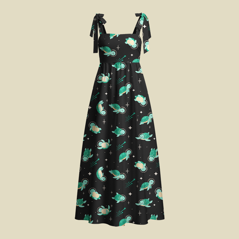 Space Turtles Playful Maxi Dress