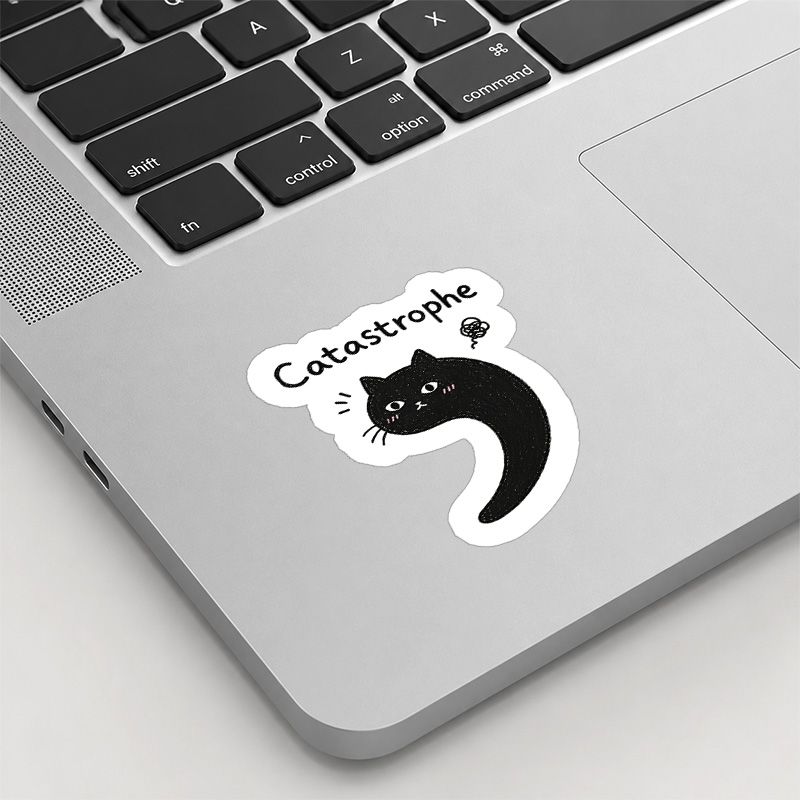 Black Cat Catastrophe Playful Sticker
