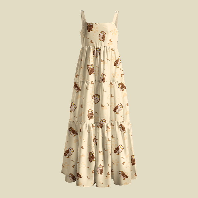 Owl Night Playful Maxi Dress
