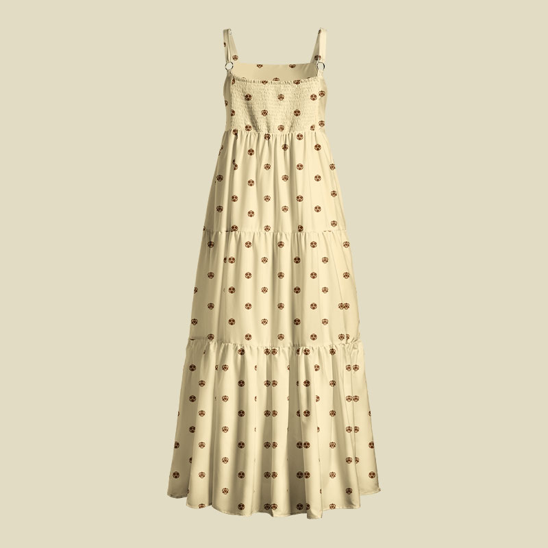 Cream Soccer Dot Minimal Playful Maxi Dress