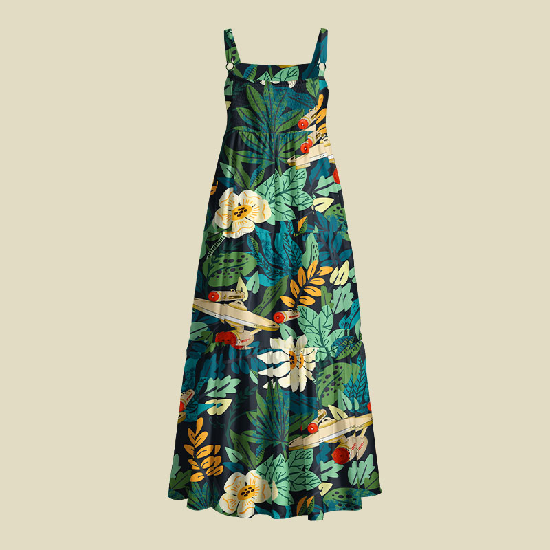 Scifi Spacecraft Hawaii Green Playful Maxi Dress
