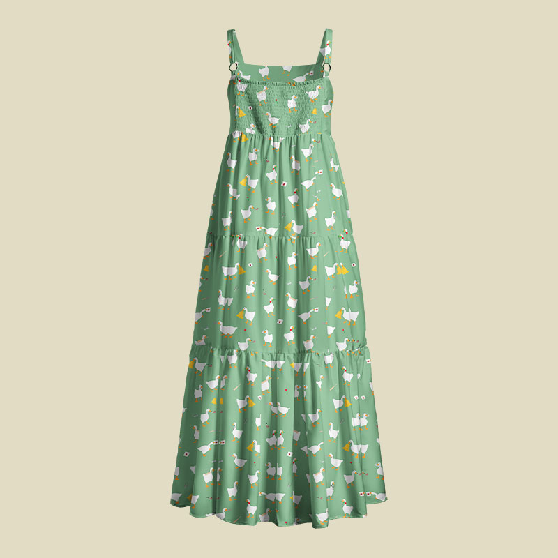 Goose Game Green Playful Maxi Dress