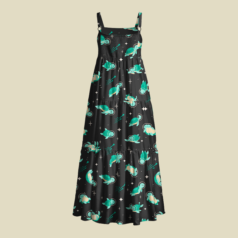 Space Turtles Playful Maxi Dress