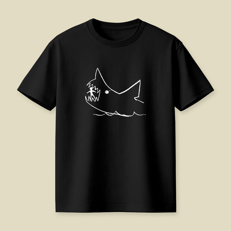 Simple Shark Drawing Playful T-Shirt