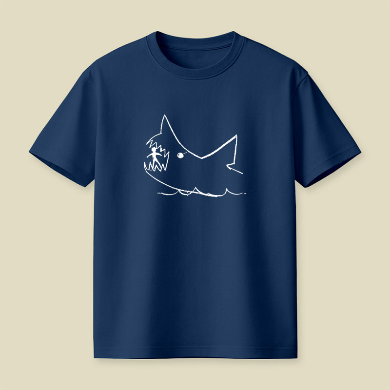 Simple Shark Drawing Playful T-Shirt