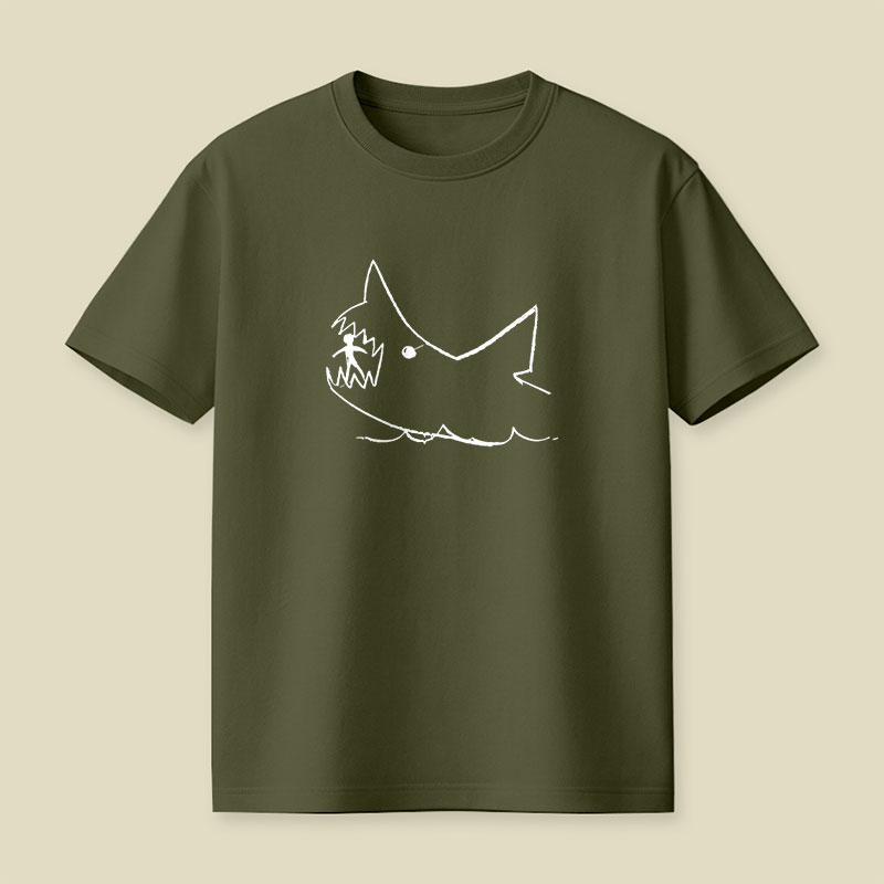 Simple Shark Drawing Playful T-Shirt