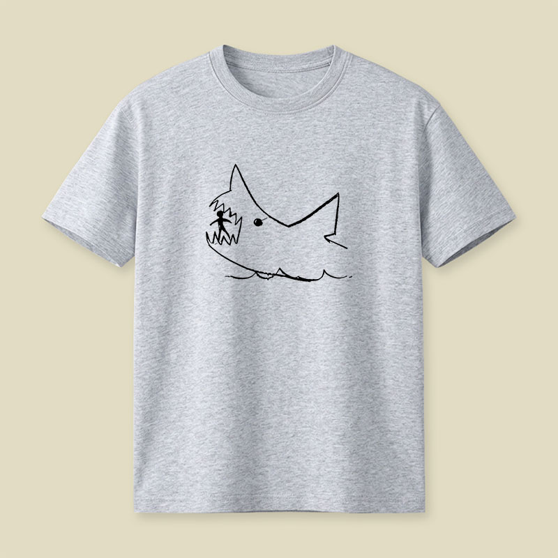 Simple Shark Drawing Playful T-Shirt