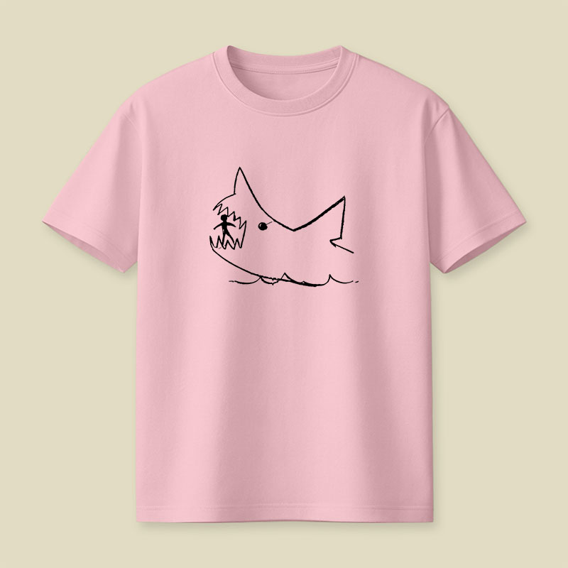 Simple Shark Drawing Playful T-Shirt