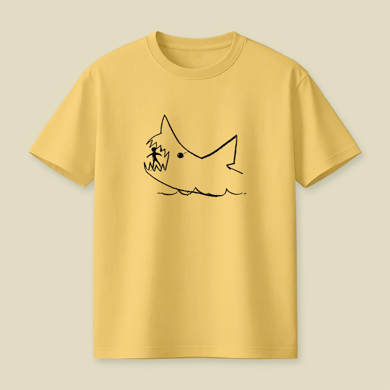 Simple Shark Drawing Playful T-Shirt