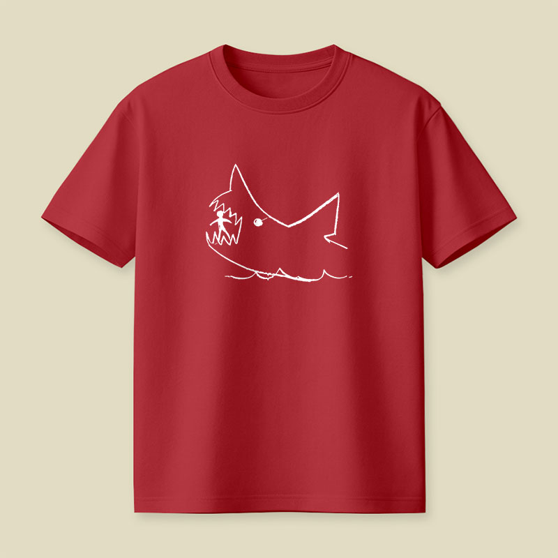 Simple Shark Drawing Playful T-Shirt