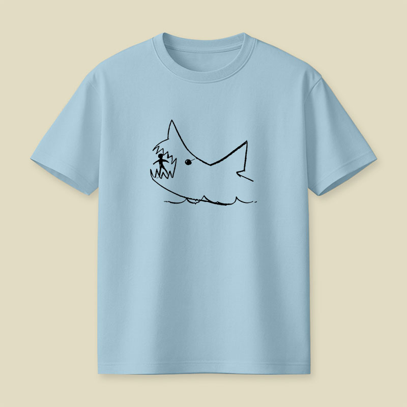Simple Shark Drawing Playful T-Shirt