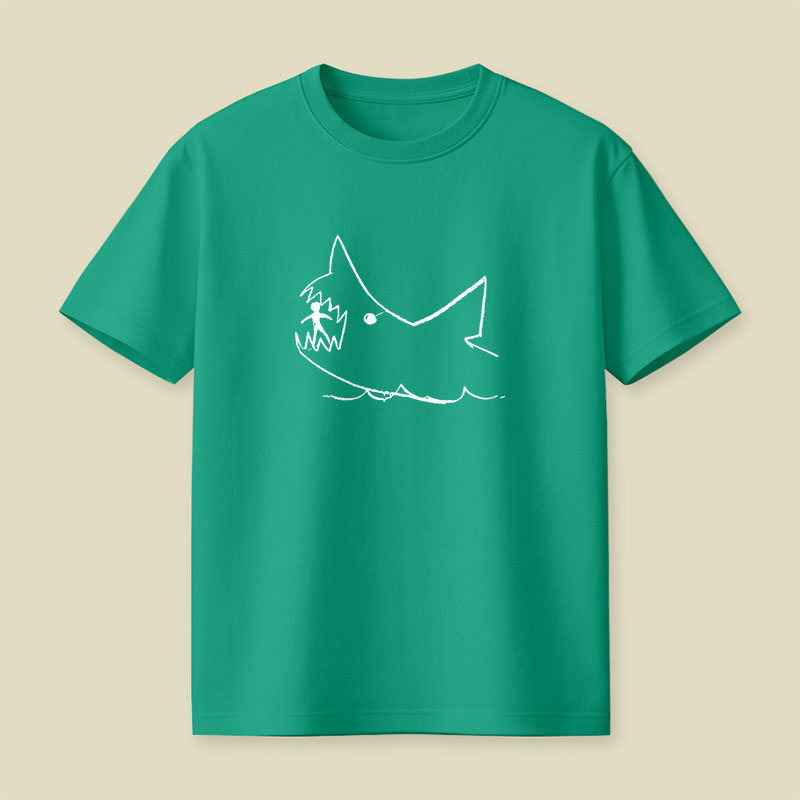 Simple Shark Drawing Playful T-Shirt