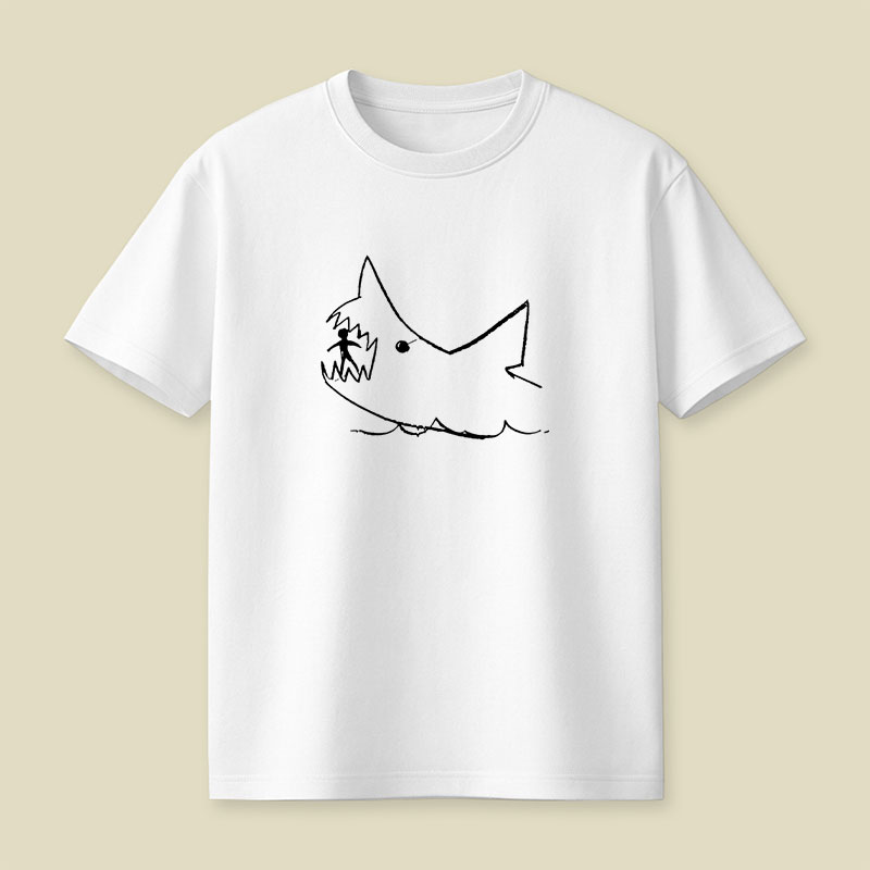 Simple Shark Drawing Playful T-Shirt