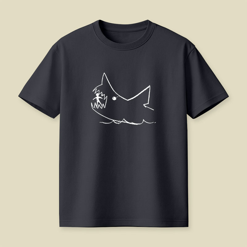 Simple Shark Drawing Playful T-Shirt