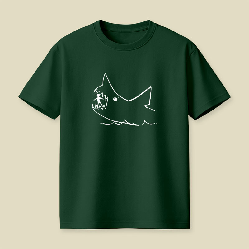 Simple Shark Drawing Playful T-Shirt