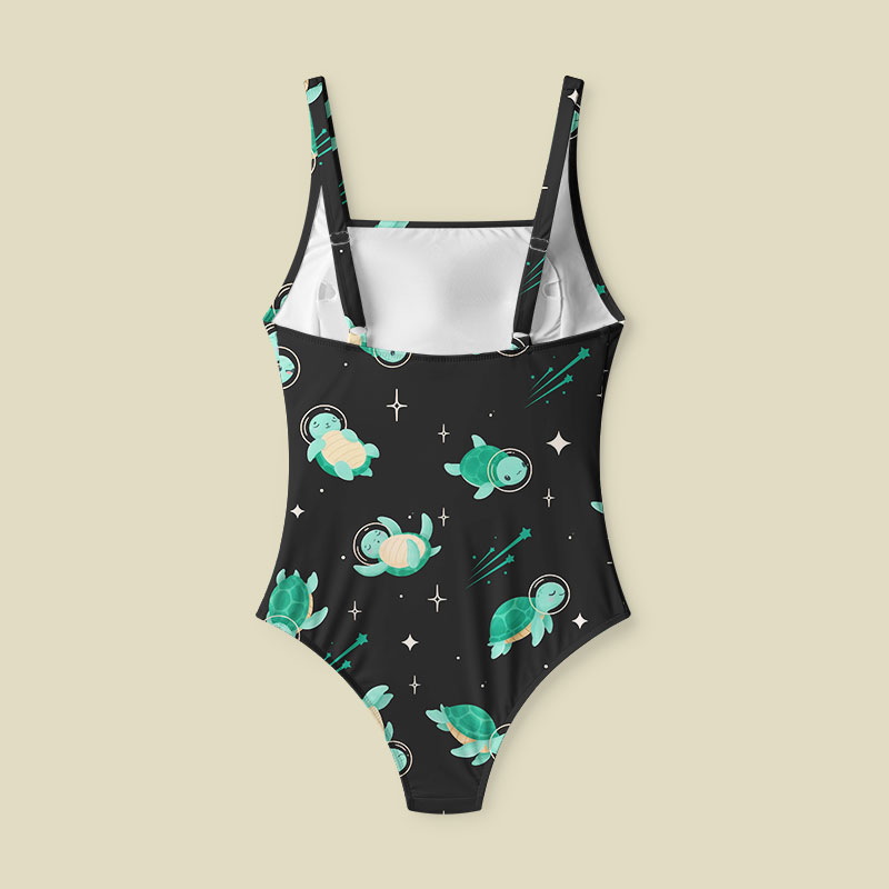 Space Turtles Tummy Control One Piece Swimsuit