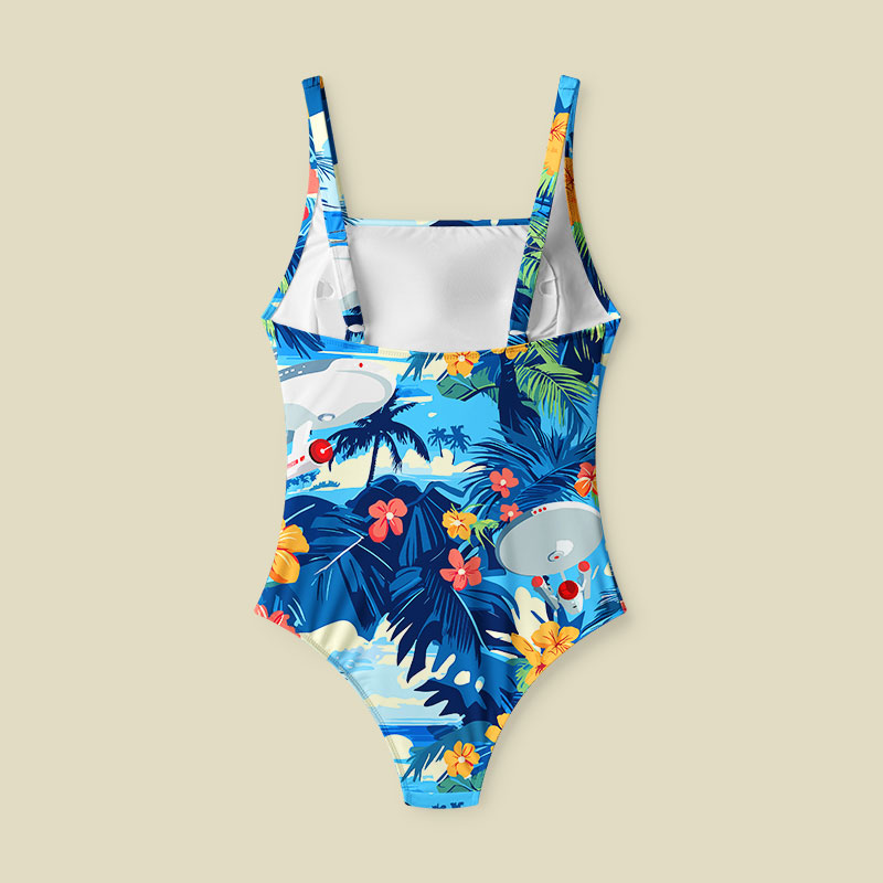 Scifi Spacecraft Hawaii Tummy Control One Piece Swimsuit