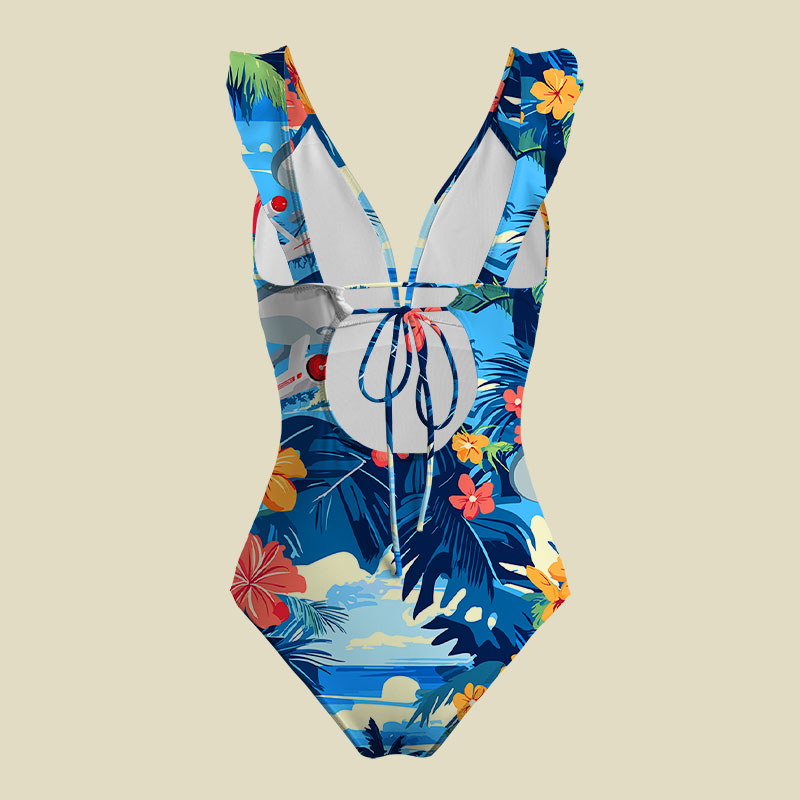 Scifi Spacecraft Hawaii V-Neck One Piece Swimsuit