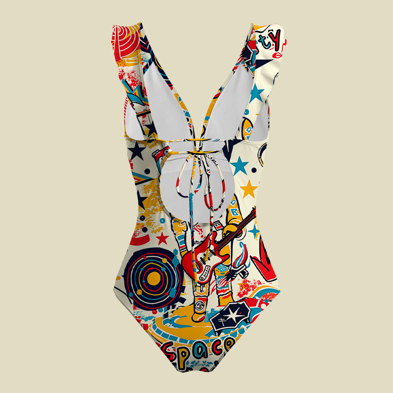 Space Oddity V-Neck One Piece Swimsuit