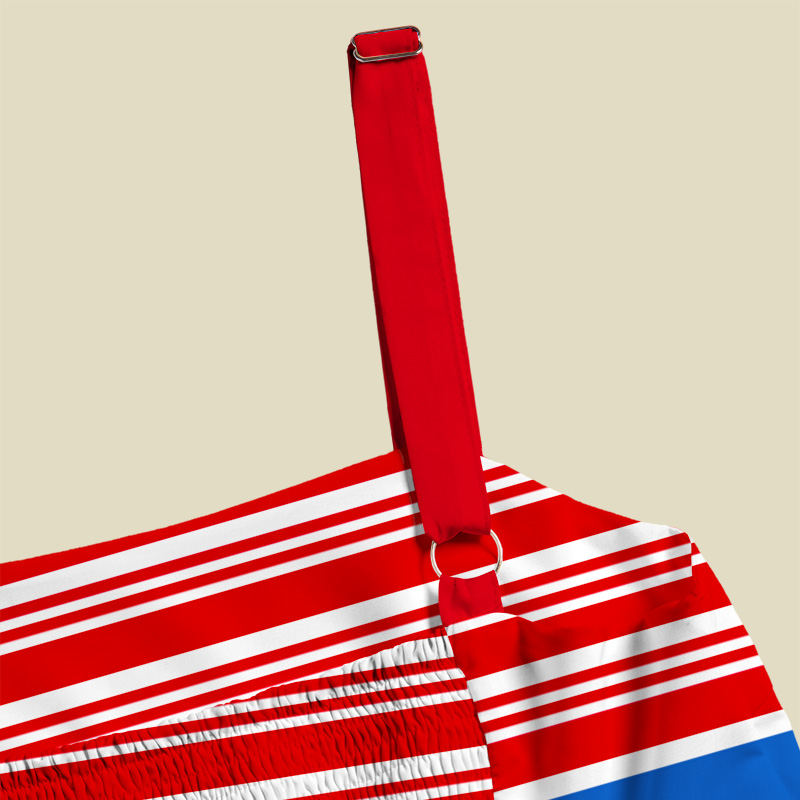 Red And Blue Color-Block Stripes Playful Maxi Dress