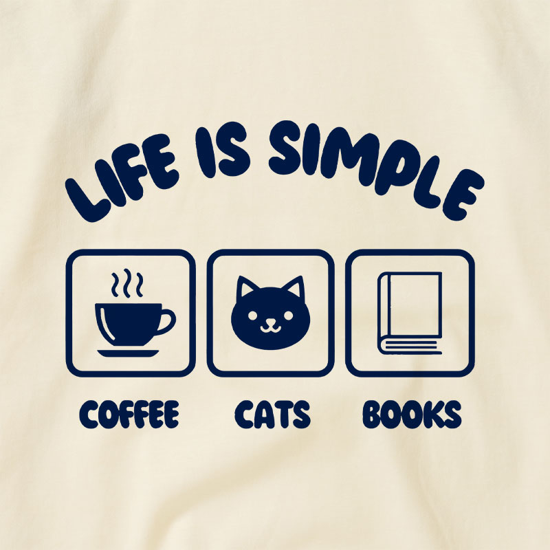 Life Is Simple Coffee Cats Books Raglan T-shirt