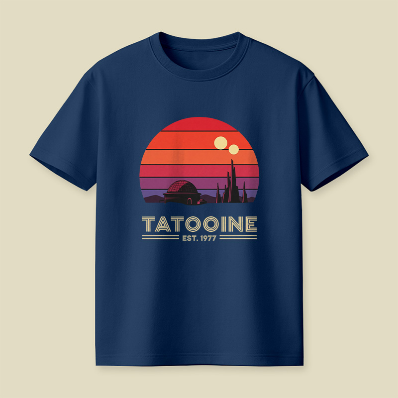 Retro Tatooine Binary Sunset Playful T-Shirt